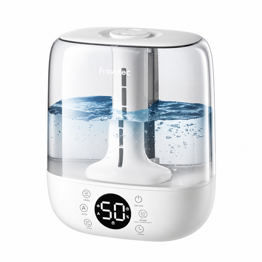 MistGrove warm and cool mist humidifier with a 6L top-fill tank on a white background
