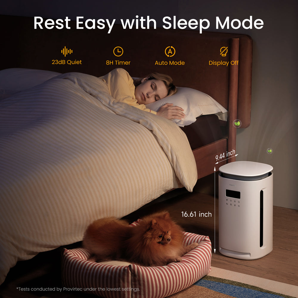 Quiet Pawtent Sleep Mode for nighttime air care
